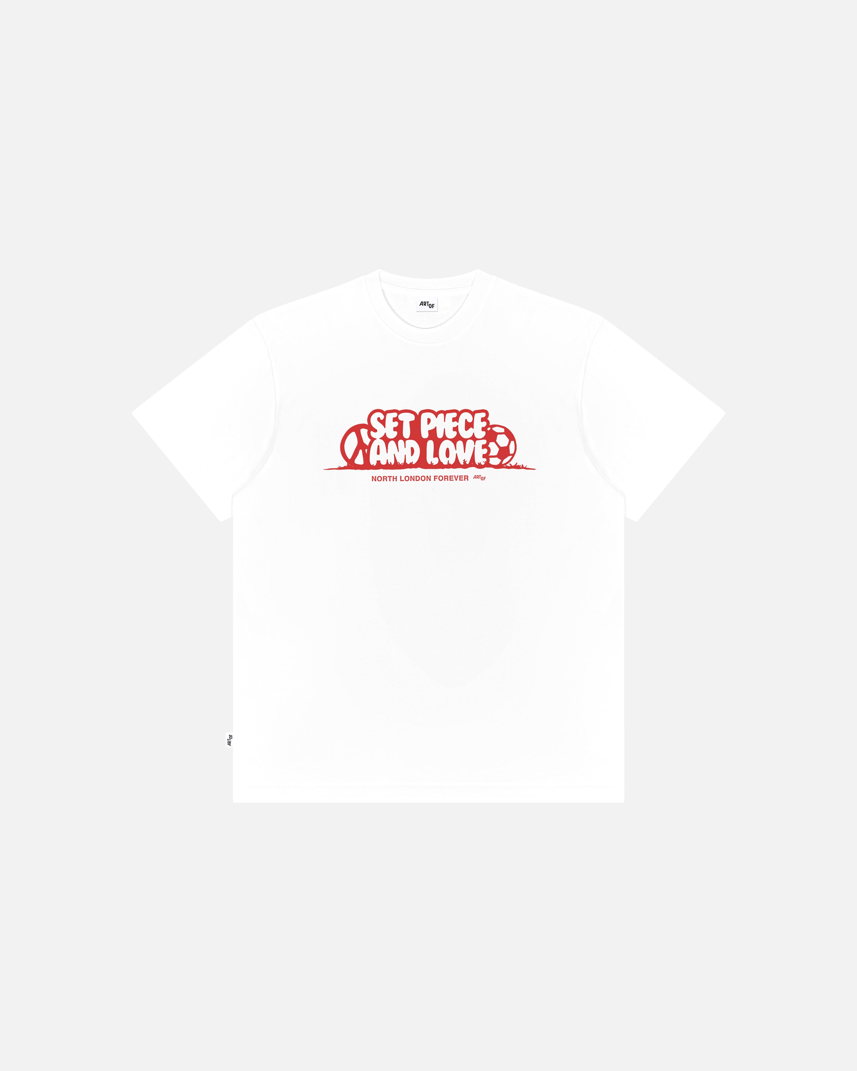 ART OF AFC Set Piece and Love Tee | White Graphic Football T-shirt