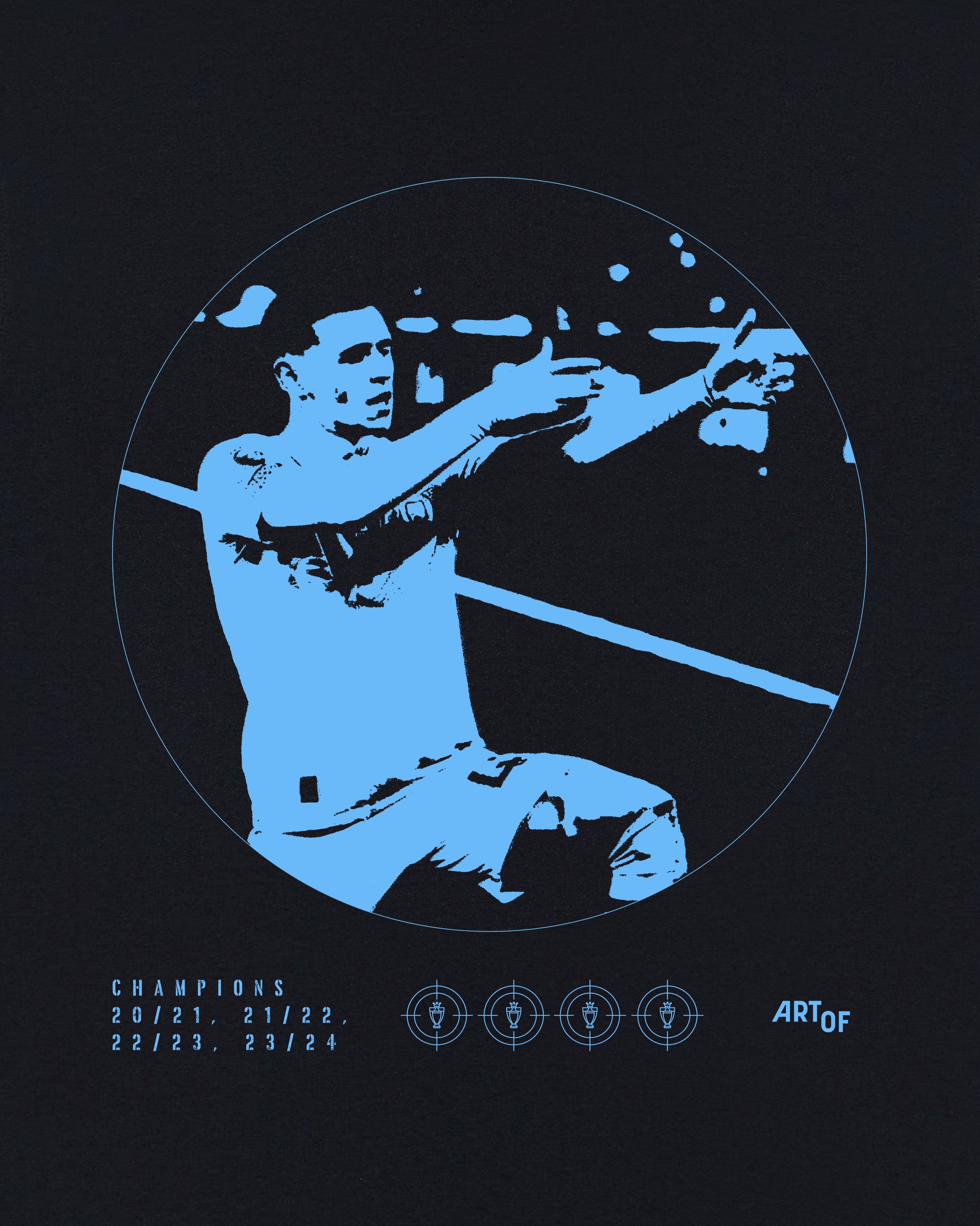 ART OF FOUR Tee | Black Graphic Football T-shirt